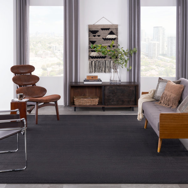 Trent Austin Design® Mullican Sandy Solid Black Easy Care Area Rug